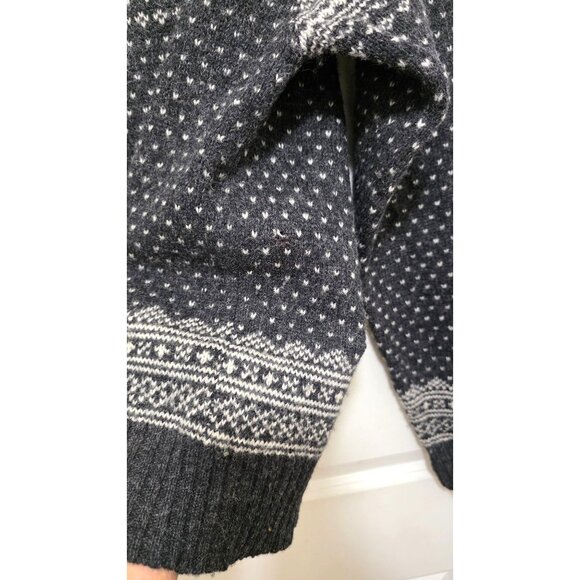 Gap Men's Nordic Pattern Half-Zip Wool Sweater Charcoal Gray & White Size M 100% - Picture 8 of 8